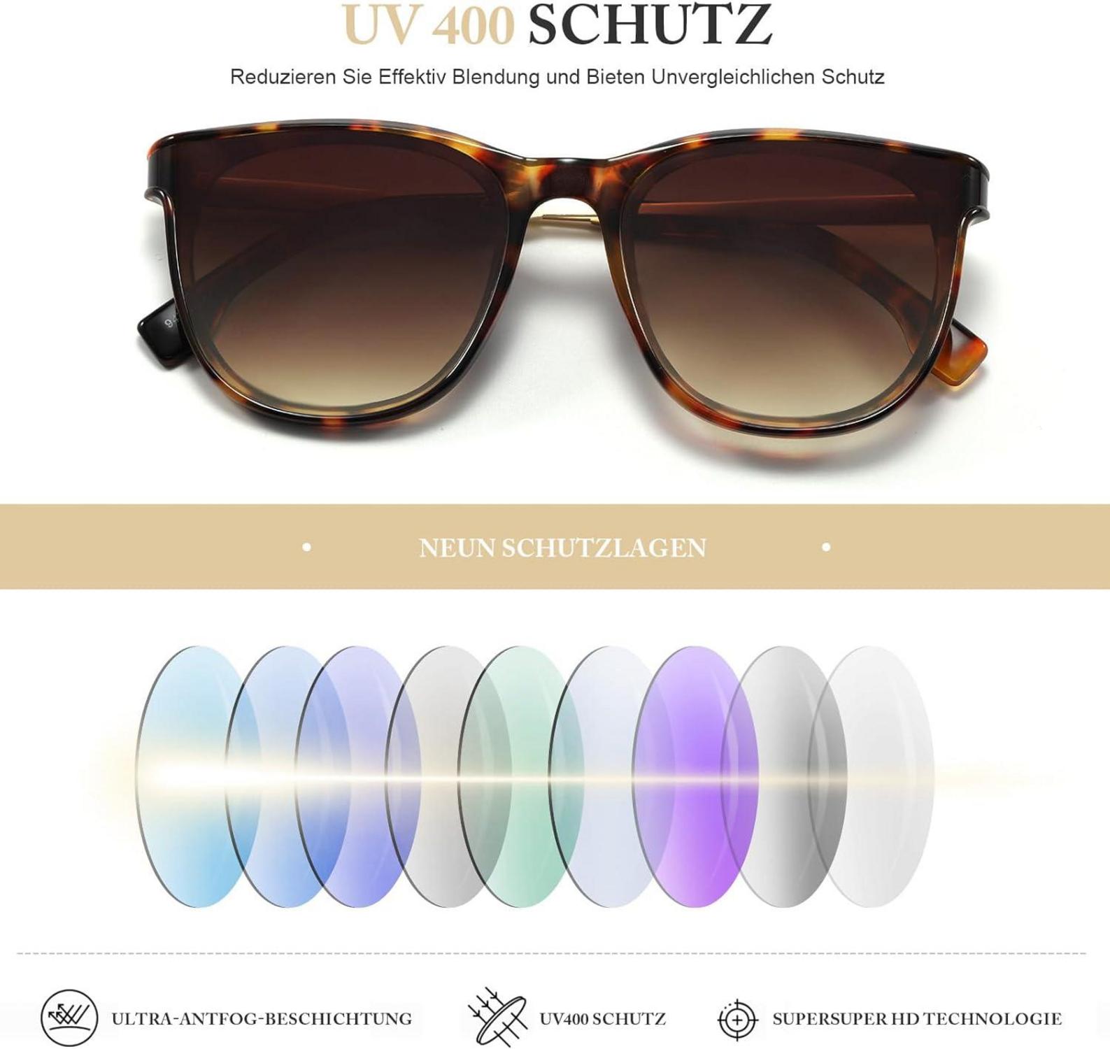 Quadrat Sonnenbrille Damen Retro UV400 Schutz