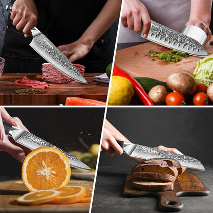 5-teiliges Damastmesser-Set mit Wetzstahl