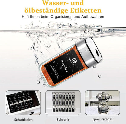 SIAZIH 360° Rotation Gewürzgläser Set | 24 Gewürzdosen Mit 90 Gewürzetiketten | 120ml Glas