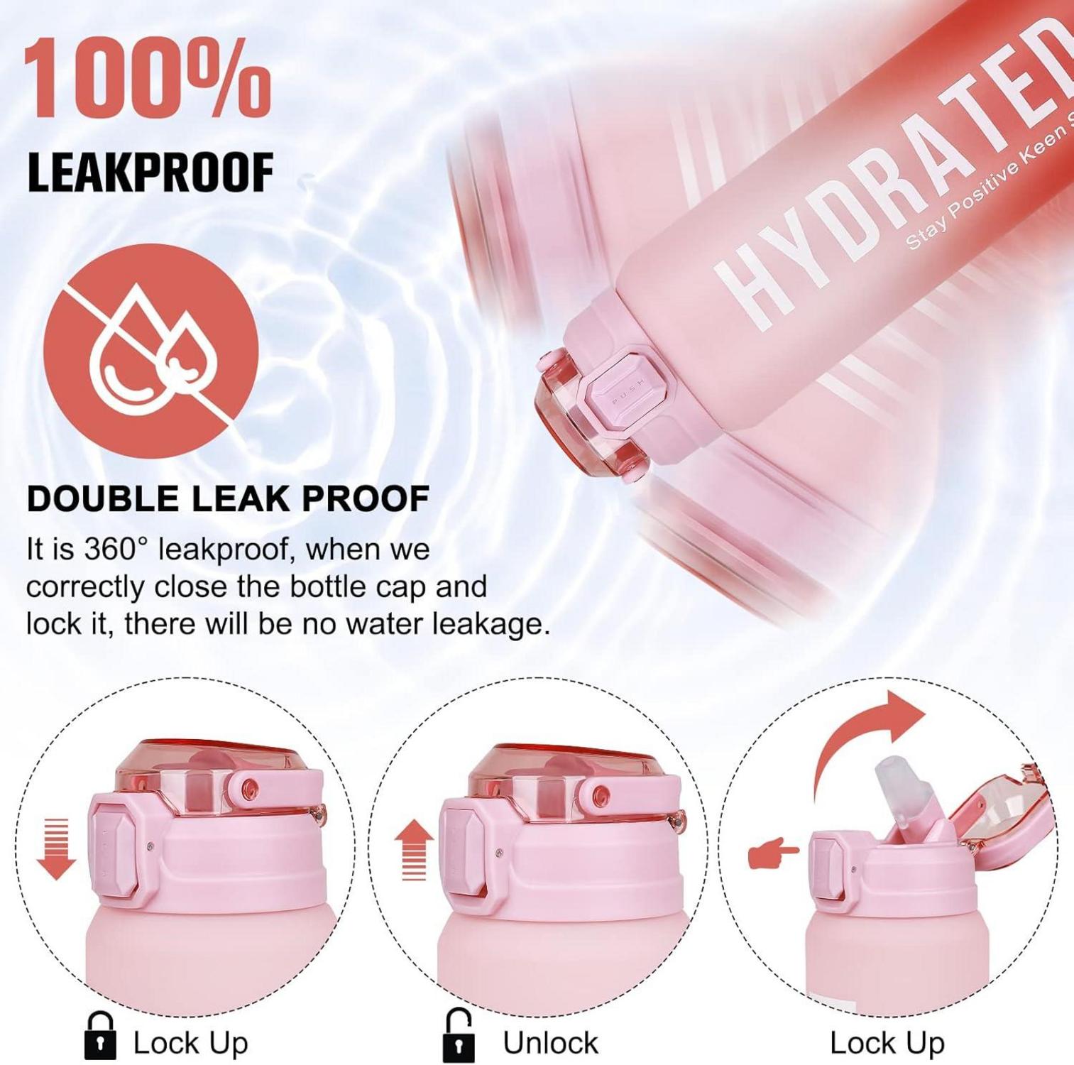 Trinkflasche mit Strohhalm 1l BPA-frei Zeitmarkierung