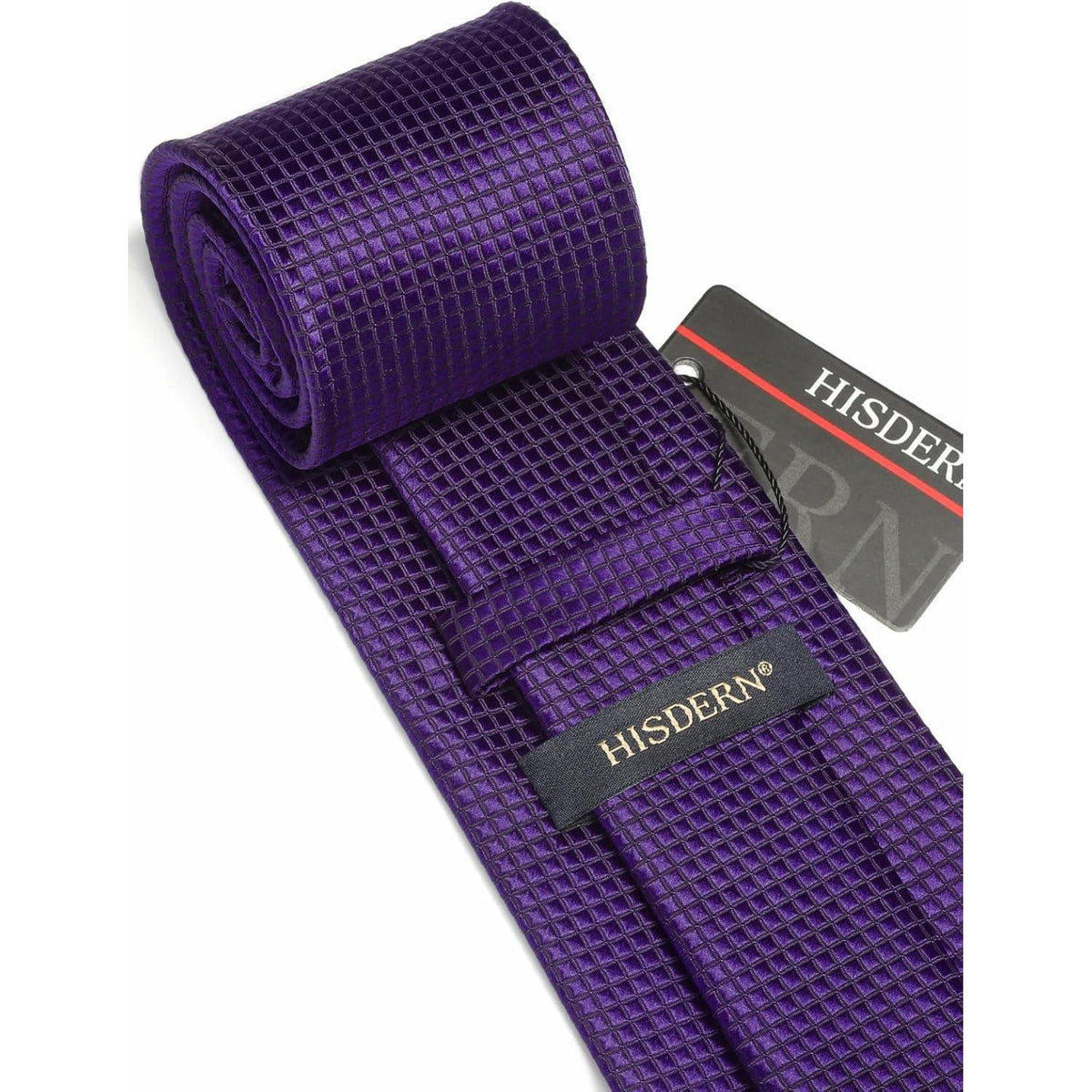 Krawatten-Set kariert Lila Herren Einstecktuch Business Hochzeit