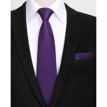 Krawatten-Set kariert Lila Herren Einstecktuch Business Hochzeit