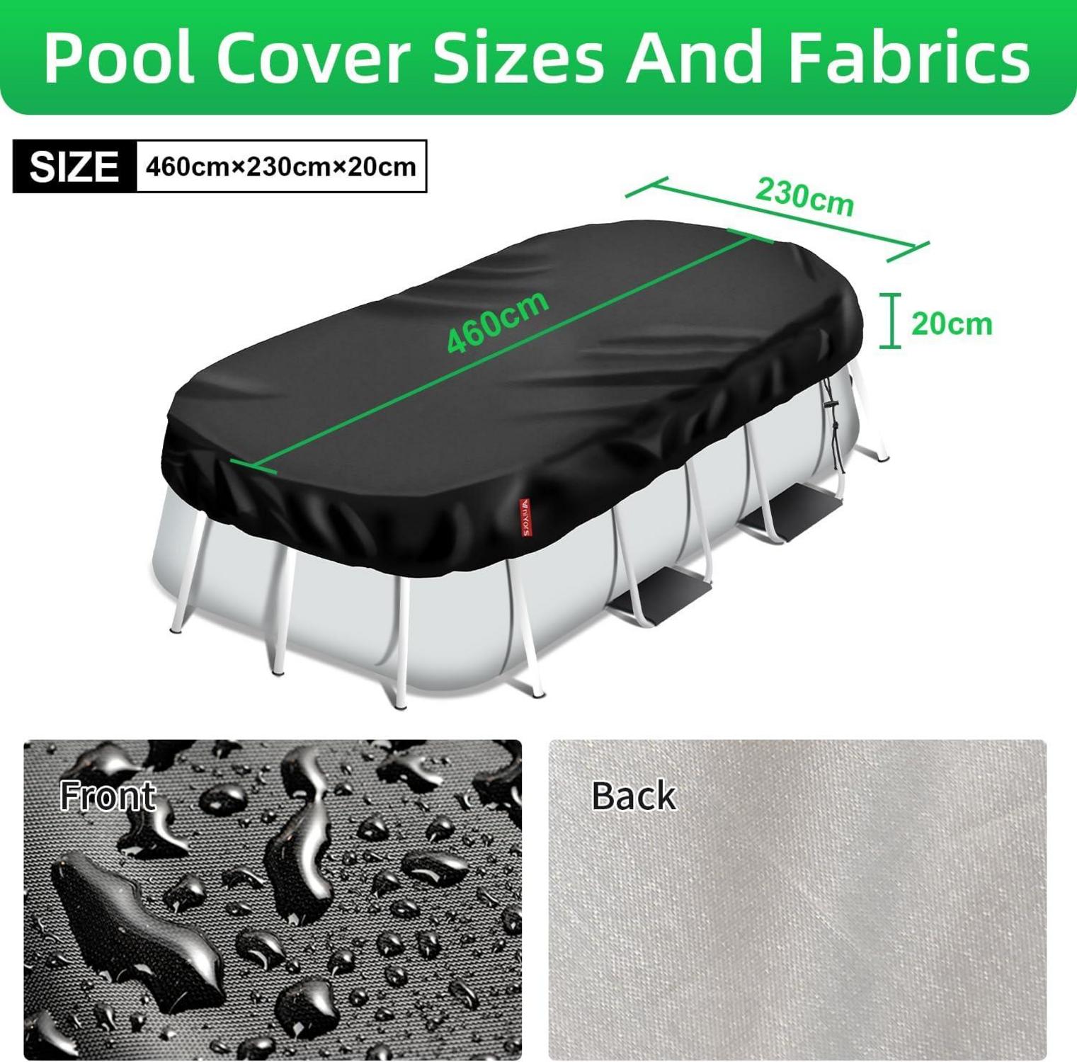 Poolabdeckung Rechteckig Schwarz 460x230cm Kordelzug Uv-Schutz stabil