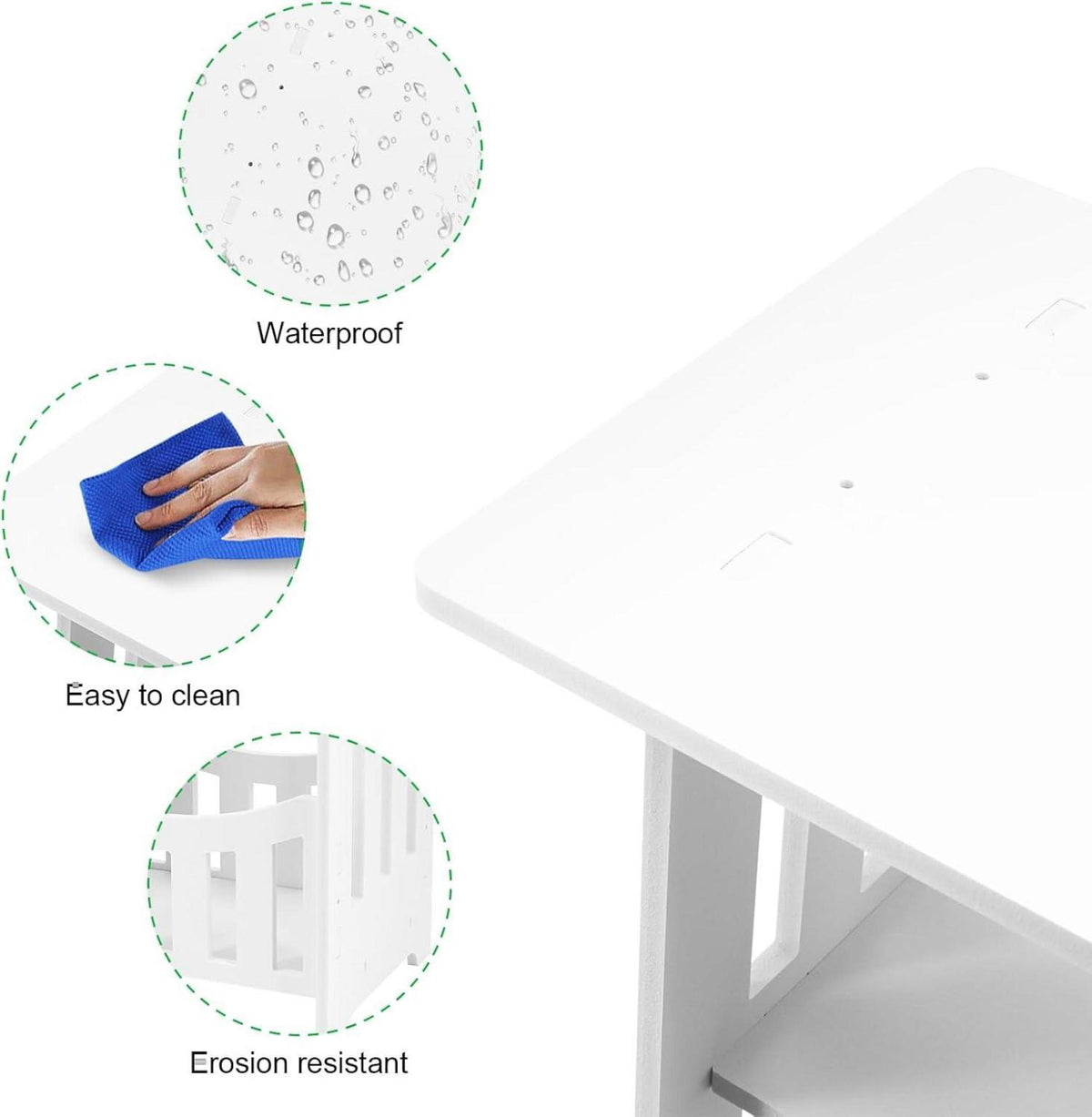 Nachttisch Weiß 2 Ebenen, Wohnzimmer Schlafzimmer Tisch, Beistelltisch Stauraum