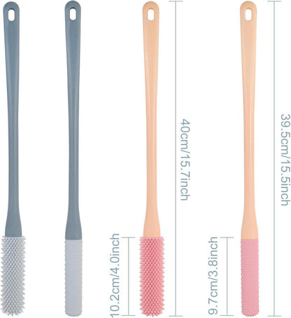 Silikon Fußwaschbürste 2 Stück Zehenreiniger Dusche Langem Stiel Rosa