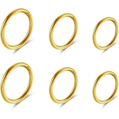 6er Chirurgenstahl Nasenring Gold 8-12mm 16ga Segmentring