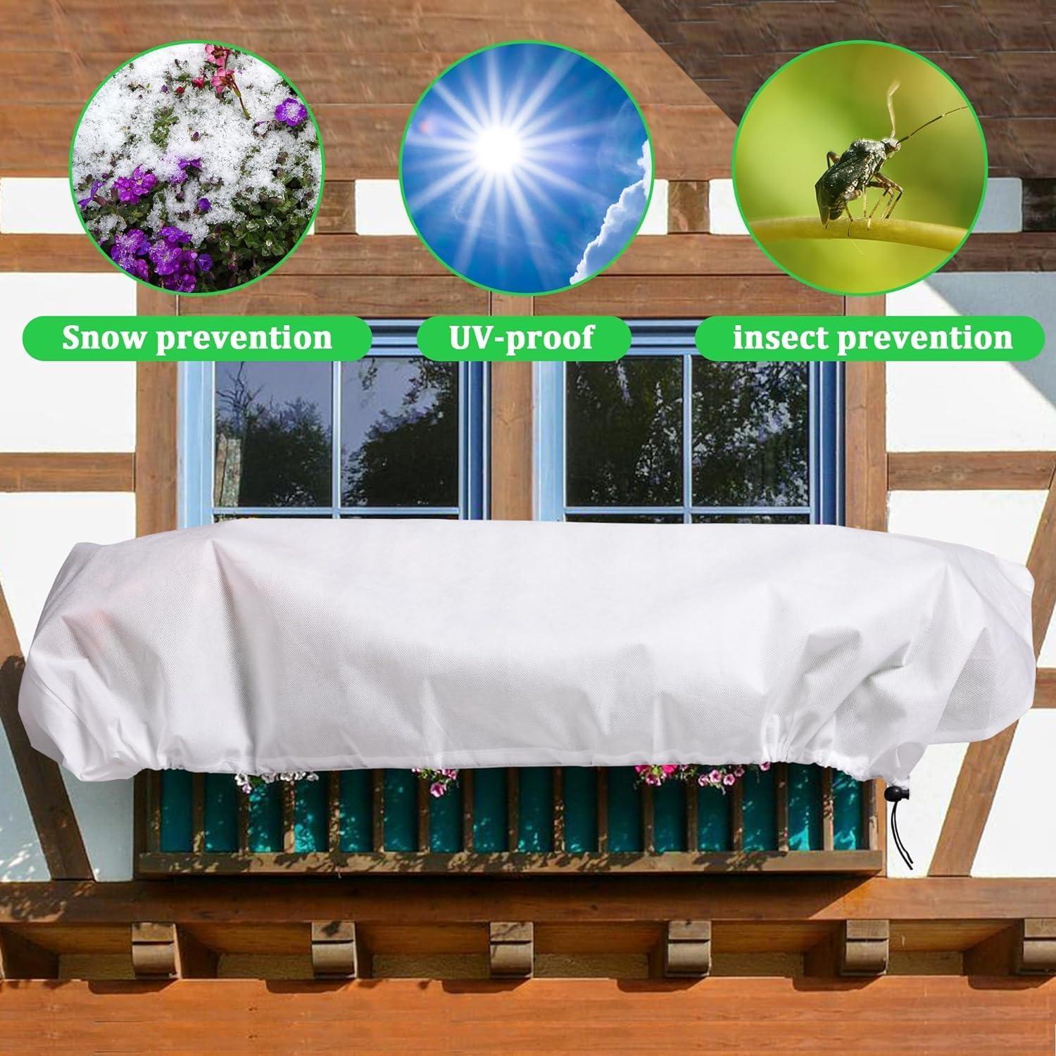 3er Set Winterabdeckung für Balkon Blumenkästen 100x45x40cm Frostschutz Hauben mit Kordelzug