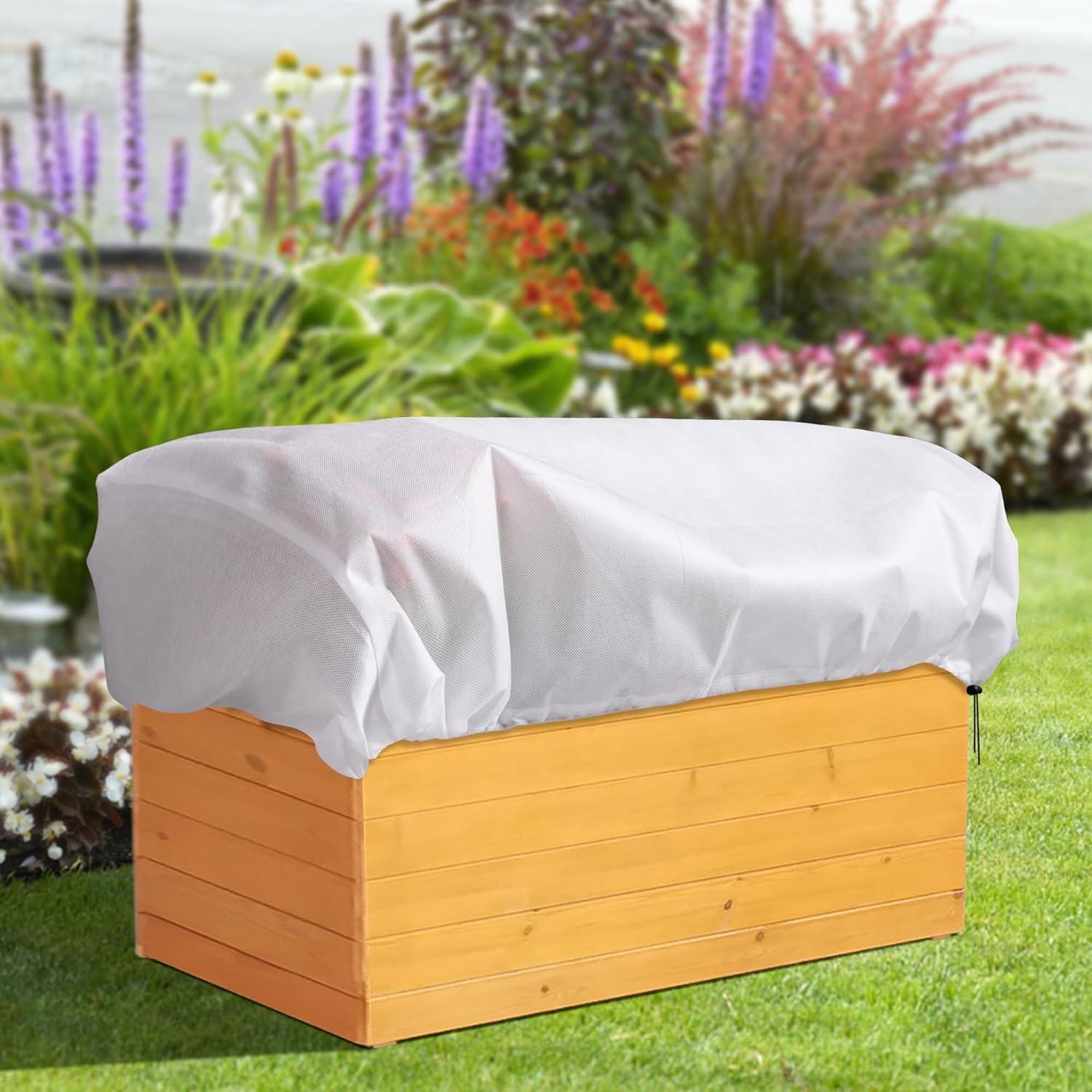 3x Balkon Blumenkasten Abdeckung Frostschutz 100x45x40cm Kordelzug