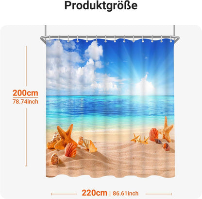 Duschvorhang 220x200cm Sea Blue Antischimmel Textil wasserabweisend 12