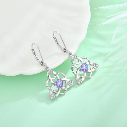 Keltischer Knoten Ohrringe Damen 925 Silber Geburtsstein Alexandrit