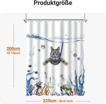Duschvorhang Katzenschwimme 220x200cm wasserabweisend