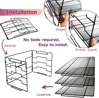 3 Etagen Metall Mesh Briefablage Organizer für Schreibtisch - Büro Aufbewahrung
