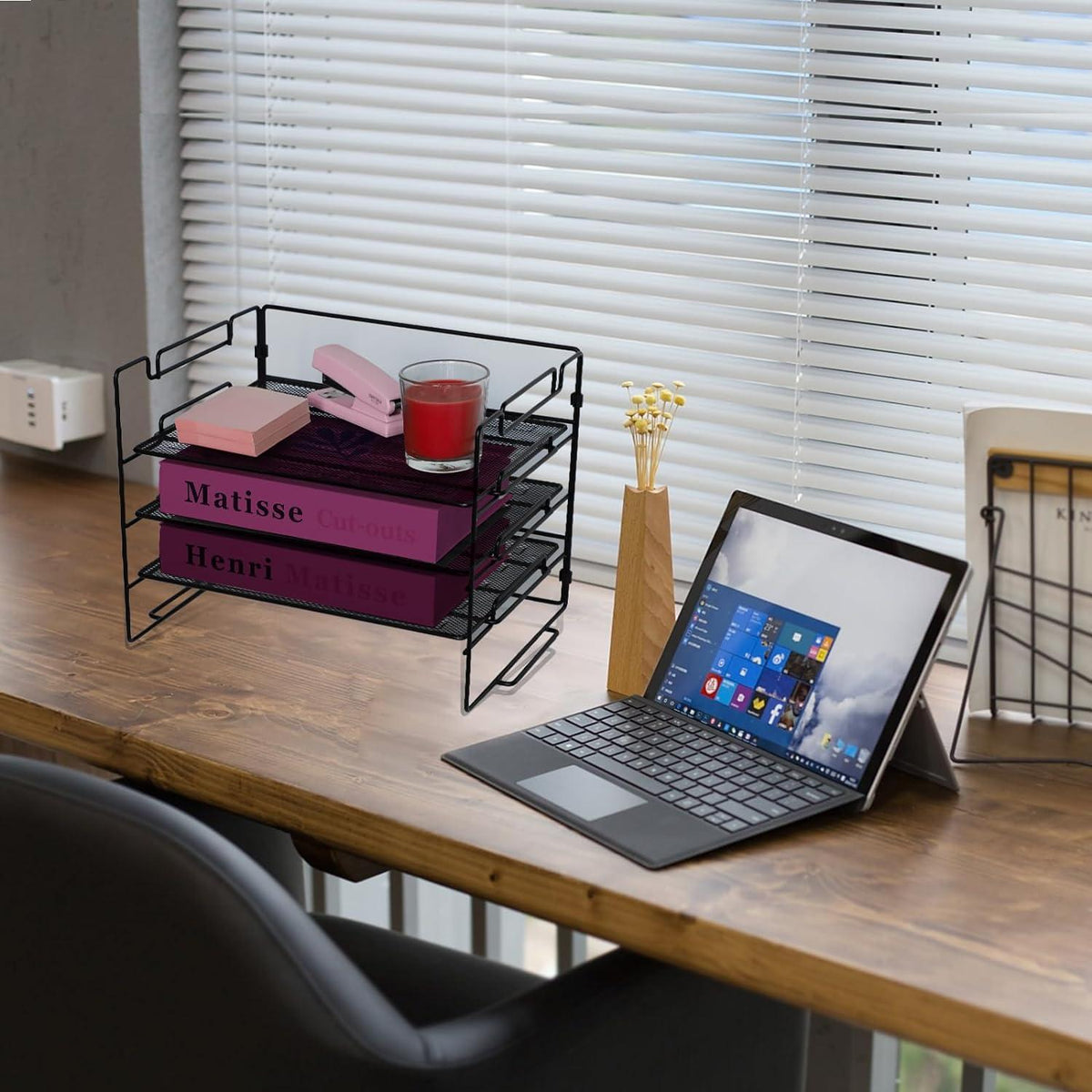 3 Etagen Metall Mesh Büro Schreibtisch Organizer Ablagehaltung