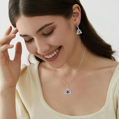 Keltische Knoten Ohrringe mit Amethyst, 925 Sterling Silber