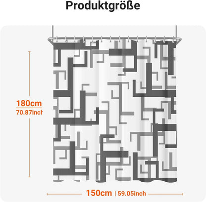 Duschvorhang 150x180cm Block Antischimmel Textil mit gewichtetem Saum