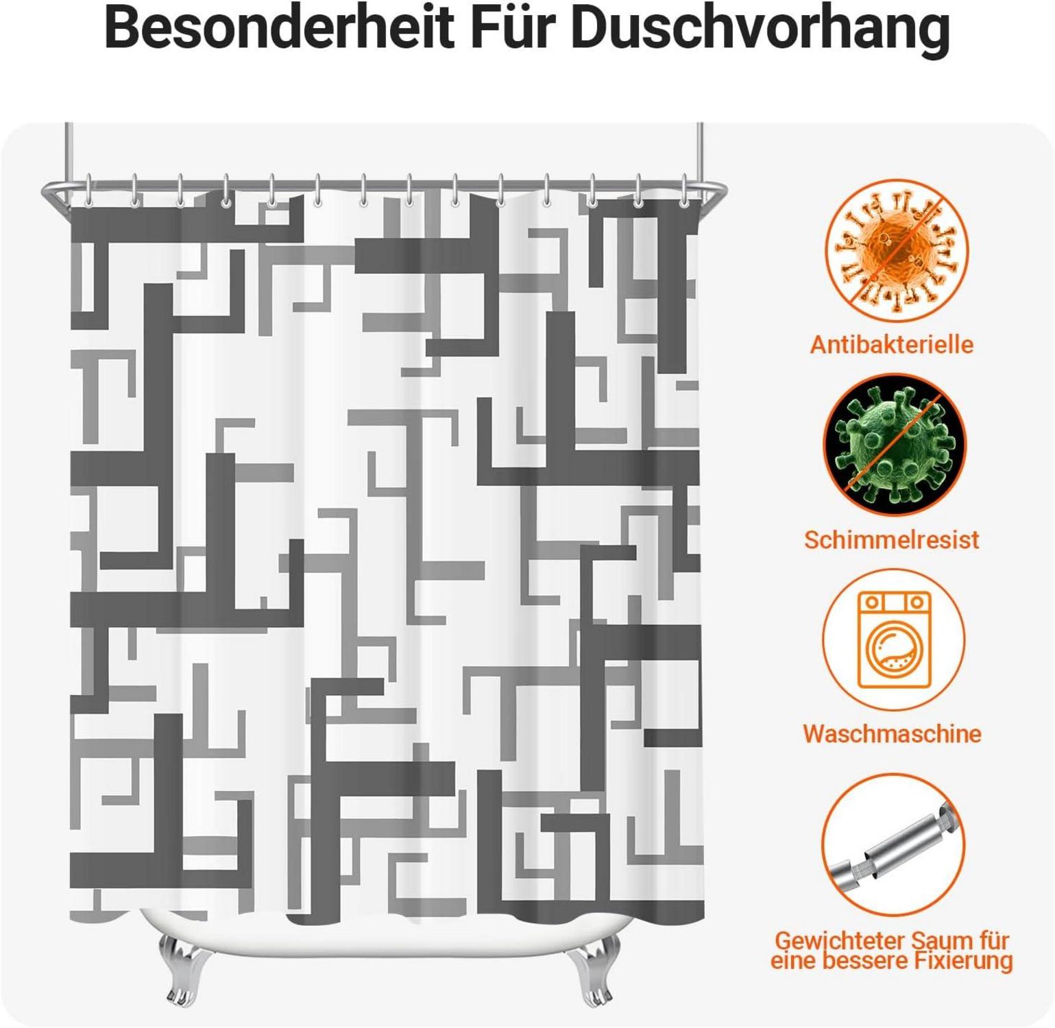 Duschvorhang Block Textil Antischimmel Saum wasserabweisend 150x180cm