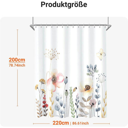 Duschvorhang Blumen Muster 220x200cm wasserabweisend
