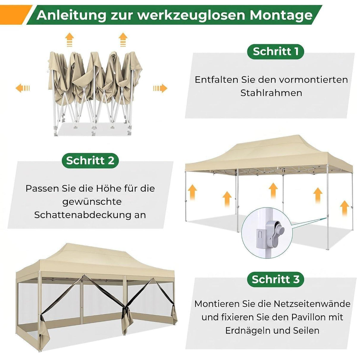 Faltpavillon 3x6m – Wasserdicht, Stabil & Vielseitig für Draußen