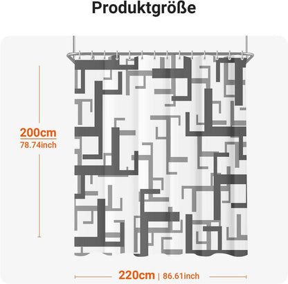 Duschvorhang 220x200cm Block Antischimmel Wasserabweisend Polyester 12