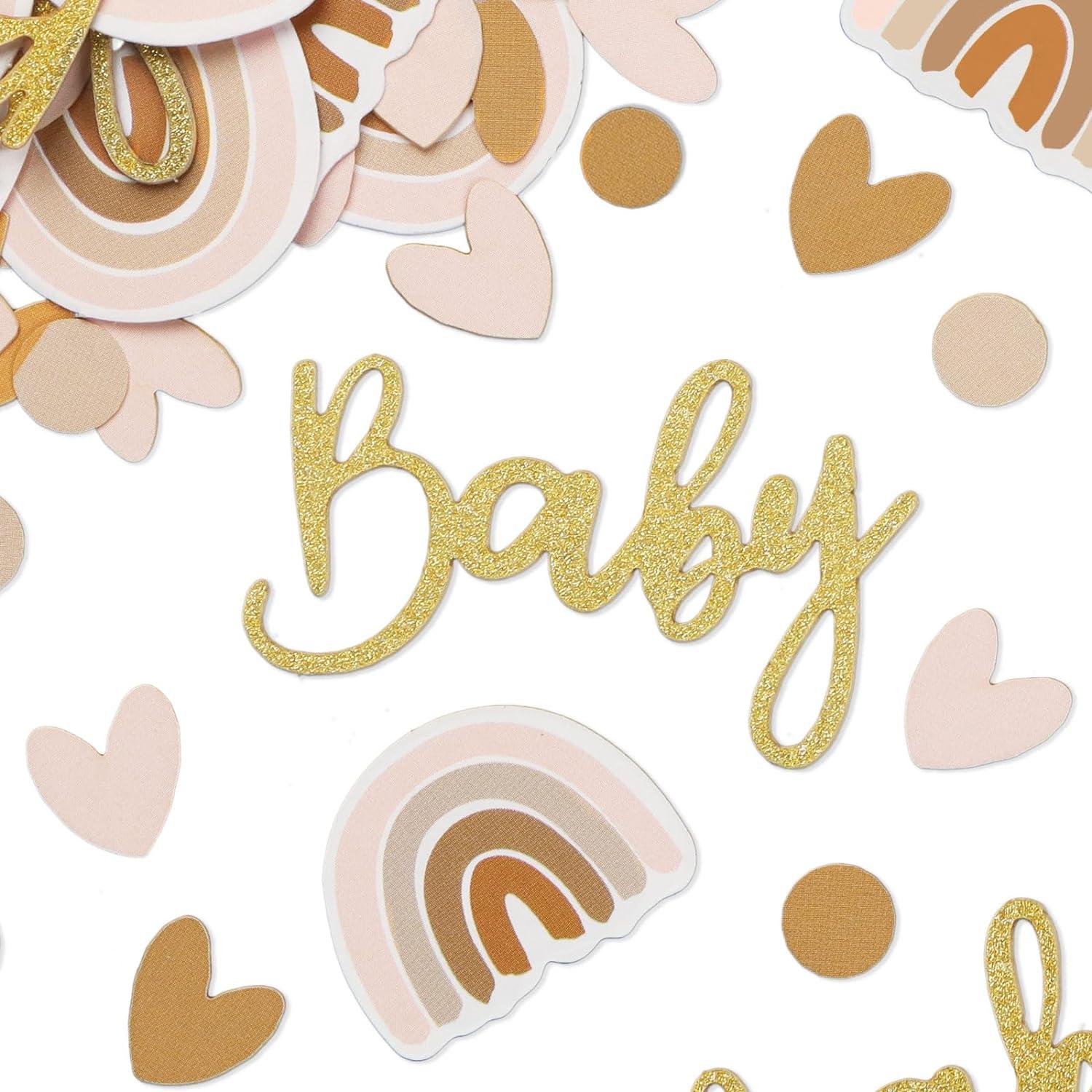 Babyparty Konfetti - 60 Stück Streudeko Glitzer Boho-Rainbow