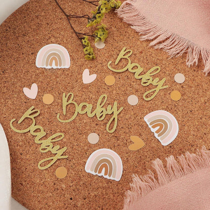 Babyparty Konfetti - 60 Stück Streudeko Glitzer Boho-Rainbow