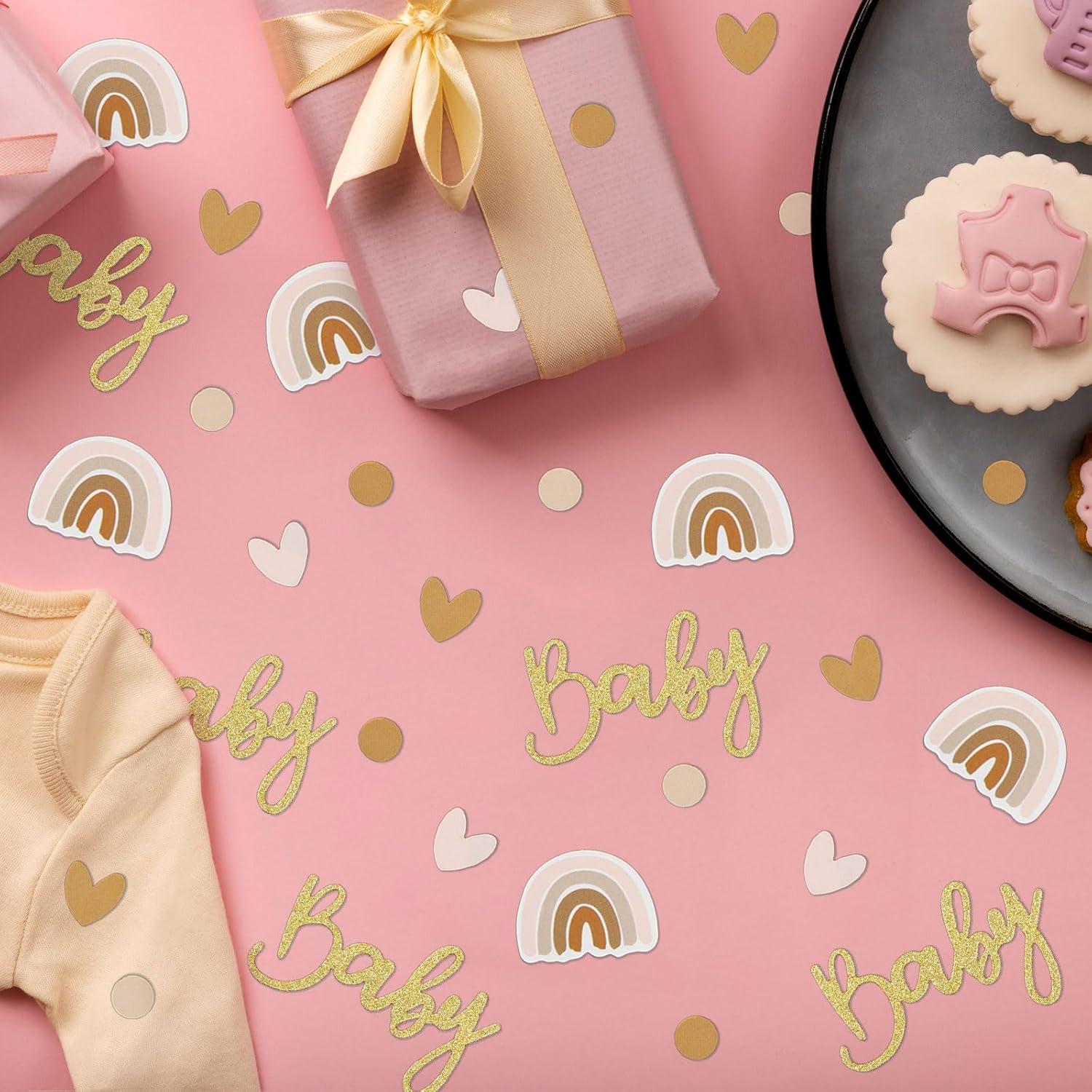 Babyparty Konfetti 60 Stück Baby Boho Regenbogen Streudeko Glitzer