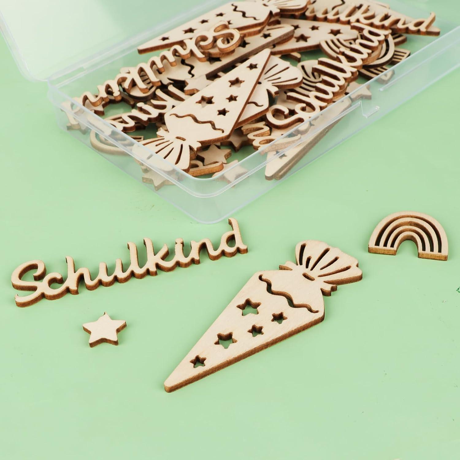 Holz Einschulung Konfetti 50 Stück Tischdeko Schulkind Mädchen Jungen
