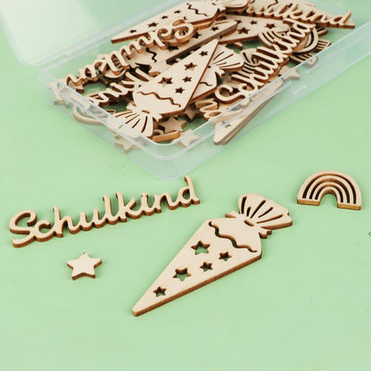 Holz Einschulung Konfetti 50 Stück Tischdeko Schulkind Mädchen Jungen