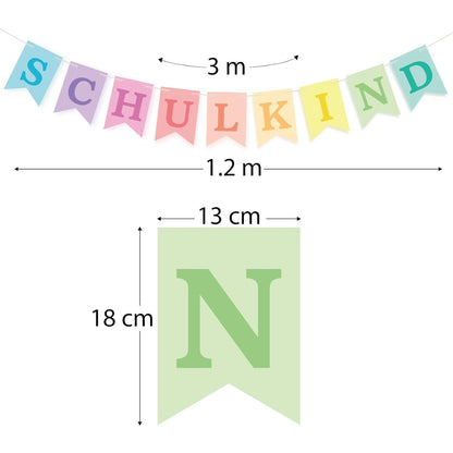 Einschulung Deko Mädchen Schulkind Girlande Pastell Banner