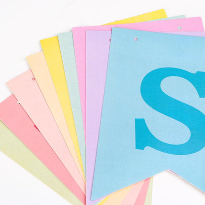 Einschulung Mädchen Girlande Pastell Papier Deko Kit