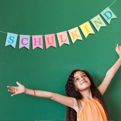 Einschulung Deko Mädchen Schulkind Girlande Pastell Papier Banner