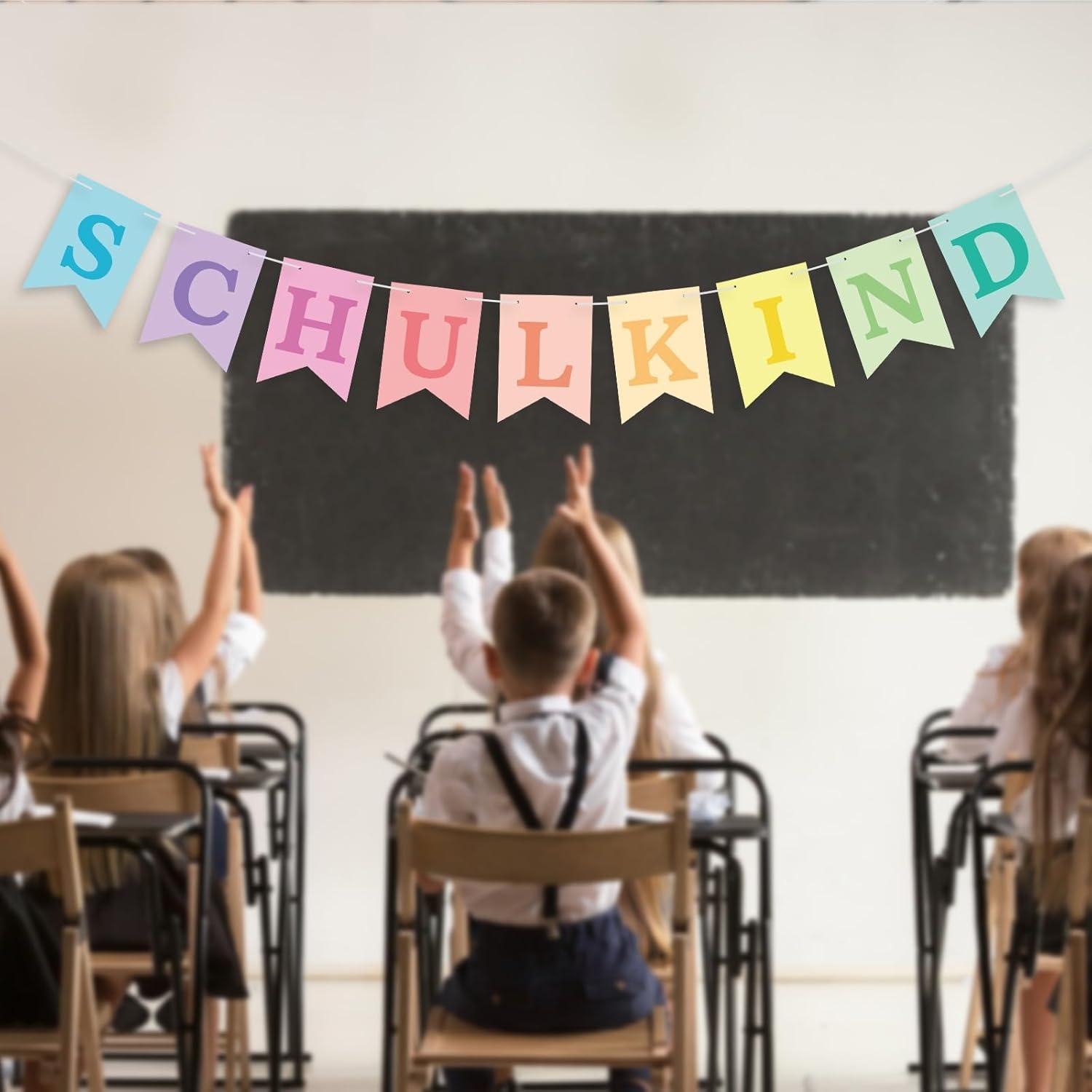 Einschulung Deko Mädchen Schulkind Girlande Pastell Papier-selbst