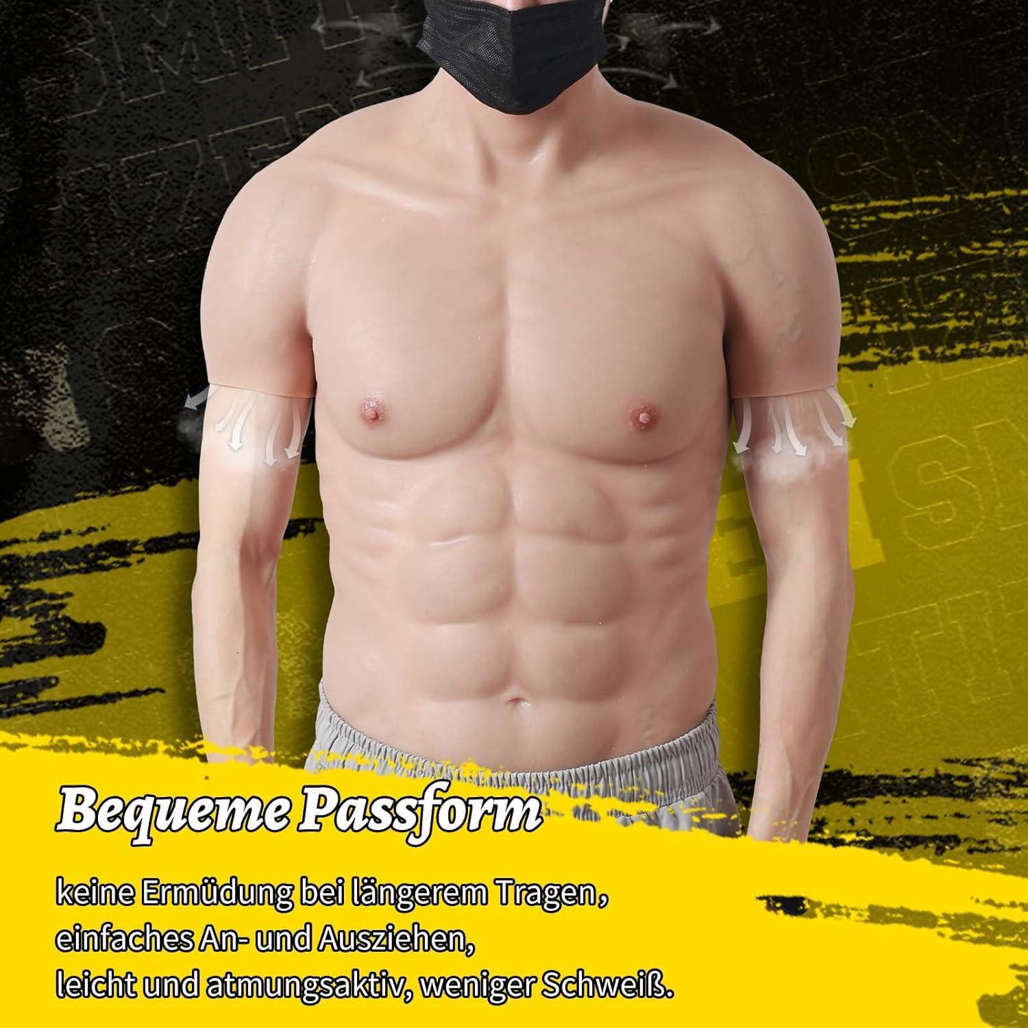 Herren Silikon Muskelanzug Realistisch Kurzarm Cosplay Halloween