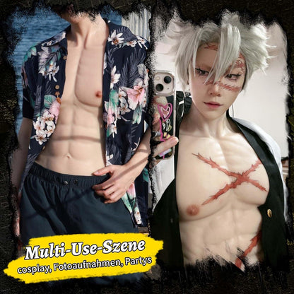 Männer Silikon Muskelanzug Realistisch Kurzarm Herren Cosplay