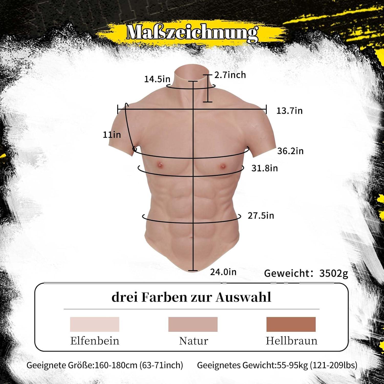 Herren Silikon Muskelanzug Realistisch Kurzarm Cosplay Halloween