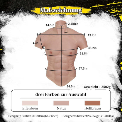Herren Silikon Muskelanzug Realistisch Kurzarm Cosplay Halloween