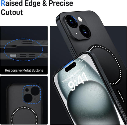 Handyhülle iPhone 15 TPU Anti-Rutsch Stoßfest Schutzhülle PU Leder MagSafe