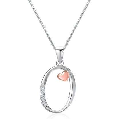 Initialen Kette Silber 925 Buchstabe O mit Zirkonia für Damen