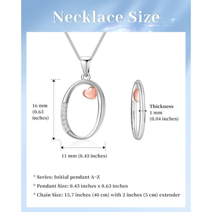 Initialen Kette Silber 925 Buchstabe O mit Zirkonia für Damen