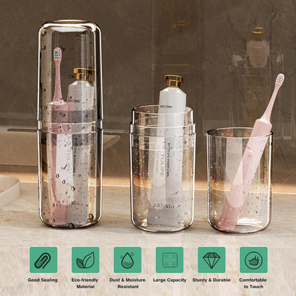 Reise Zahnbürsten Etui 4-in-1 Transparent Wasserdicht