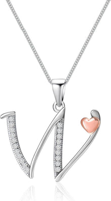 Initialen-Halskette aus 925er Sterlingsilber mit Zirkonia