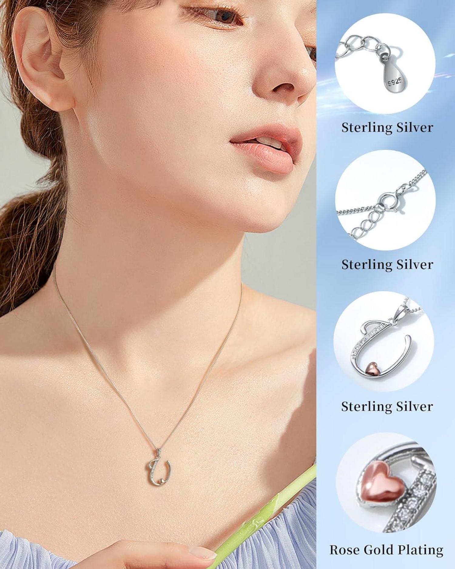 Initialen-Halskette 925 Silber Zirkonia Geschenk für Damen