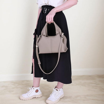 Kleine Umhängetasche Damen PU Leder Vintage Hobo Beuteltasche Grau