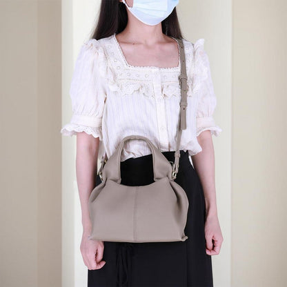 TIAASTAP PU Leder Damen Handtasche Vintage Umhängetasche Einfarbig Grau Kleine Tasche