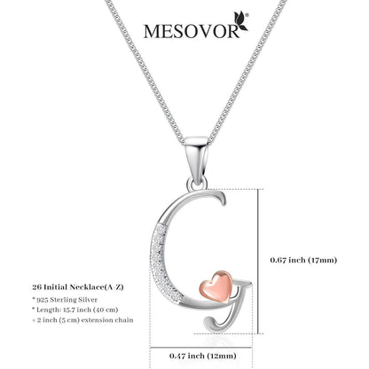 Mesovor Initiale Kette Silber 925 mit Zirkonia, Damen