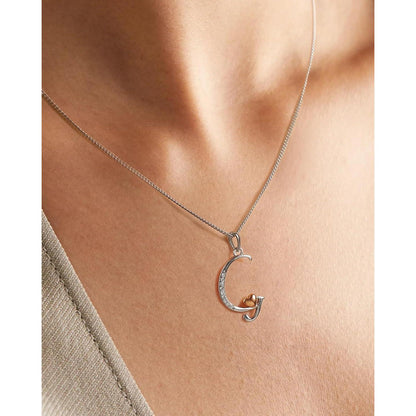 Mesovor Initiale Kette Silber 925 mit Zirkonia, Damen