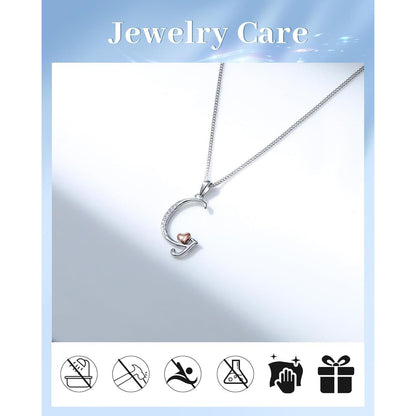 Mesovor Initiale Kette Silber 925 mit Zirkonia, Damen