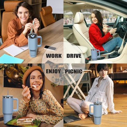 Isolierter 40oz Kaffeebecher Thermo Trinkbecher mit Griff und Strohhalm