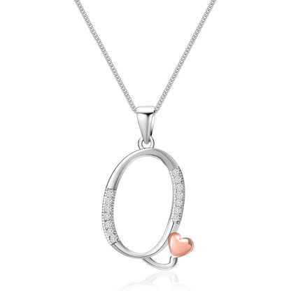 Initiale Kette Silber 925 mit Zirkonia, Buchstabe