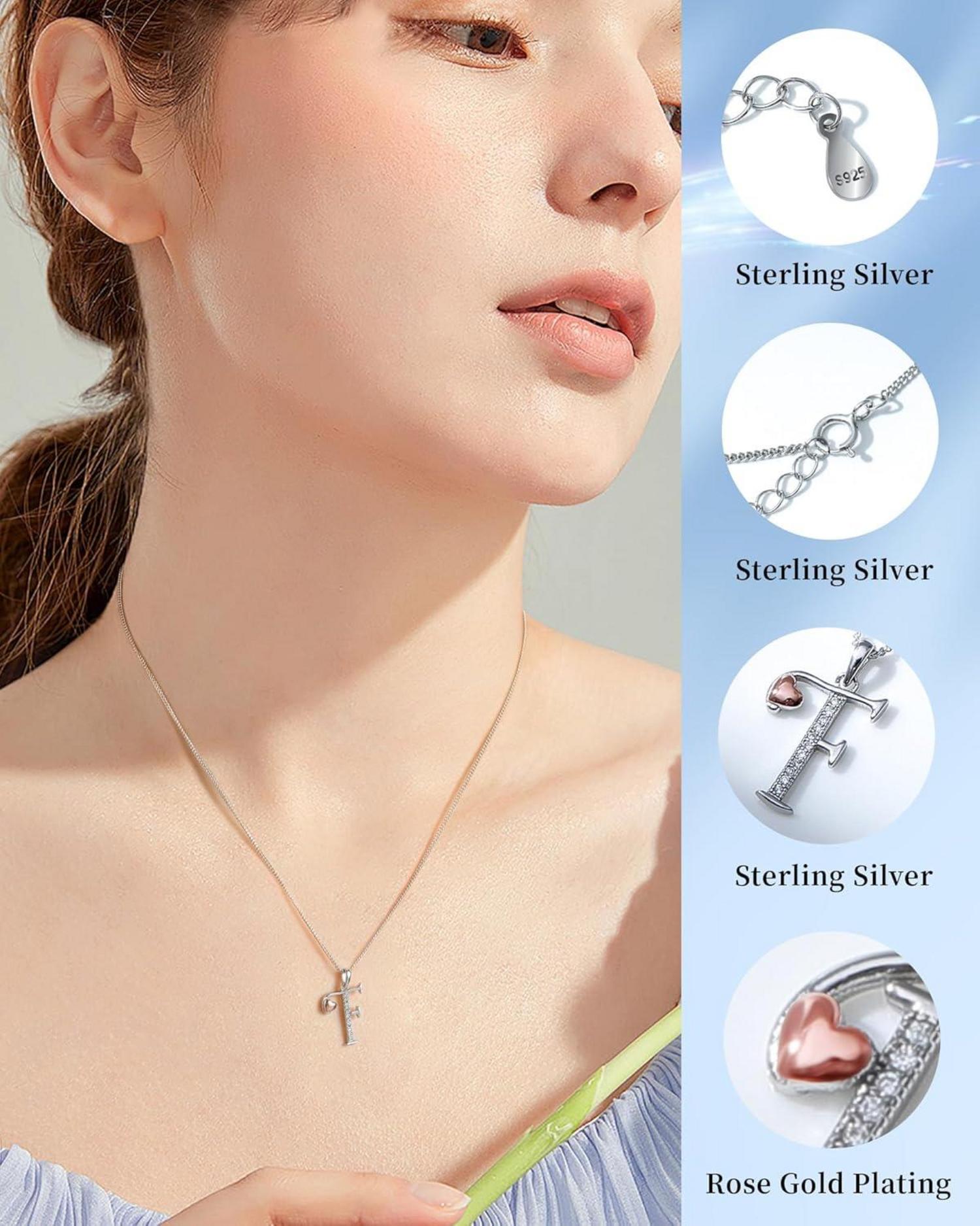 Initiale Kette 925 Sterlingsilber Zirkonia Herzanhänger